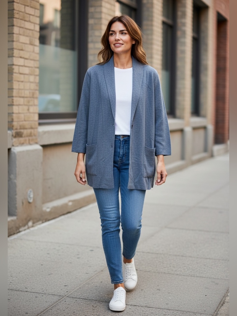 Eileen Fisher Wool Cardigan Jacket Size 3X Blue Gray
